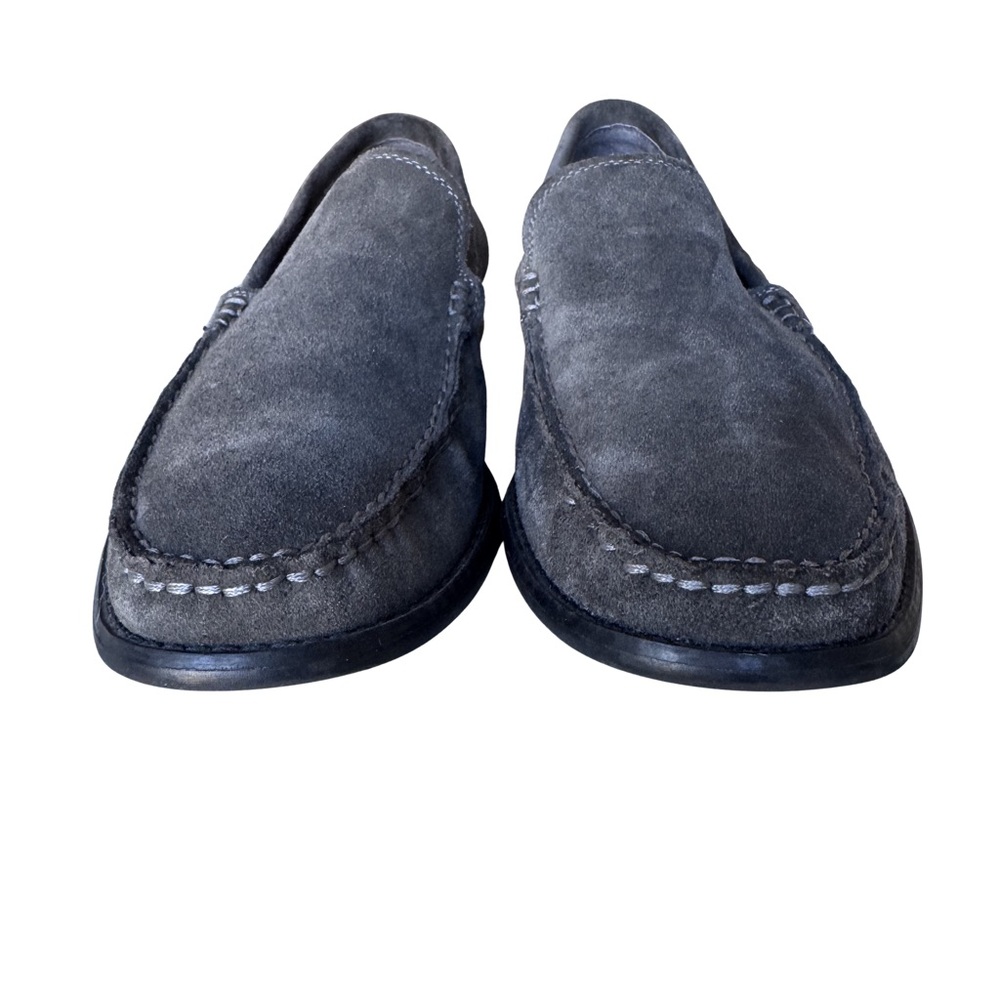 John Varvatos Gray Suede Slip On Loafers Moc Toe Leather Sole 10.5 - Picture 4 of 10
